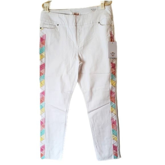 White women Skinny Jeans with Colorful Geometric Embroidery – G! Jeans – Size 33 - Picture 1 of 6